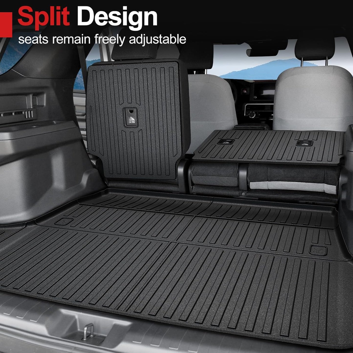 Cargo Liner & Backrest mat for 2025 Toyota 4Runner Fuel 5-Seater, Full Coverage All Weather TPE Cargo Mat & Trunk Backrest Protectors