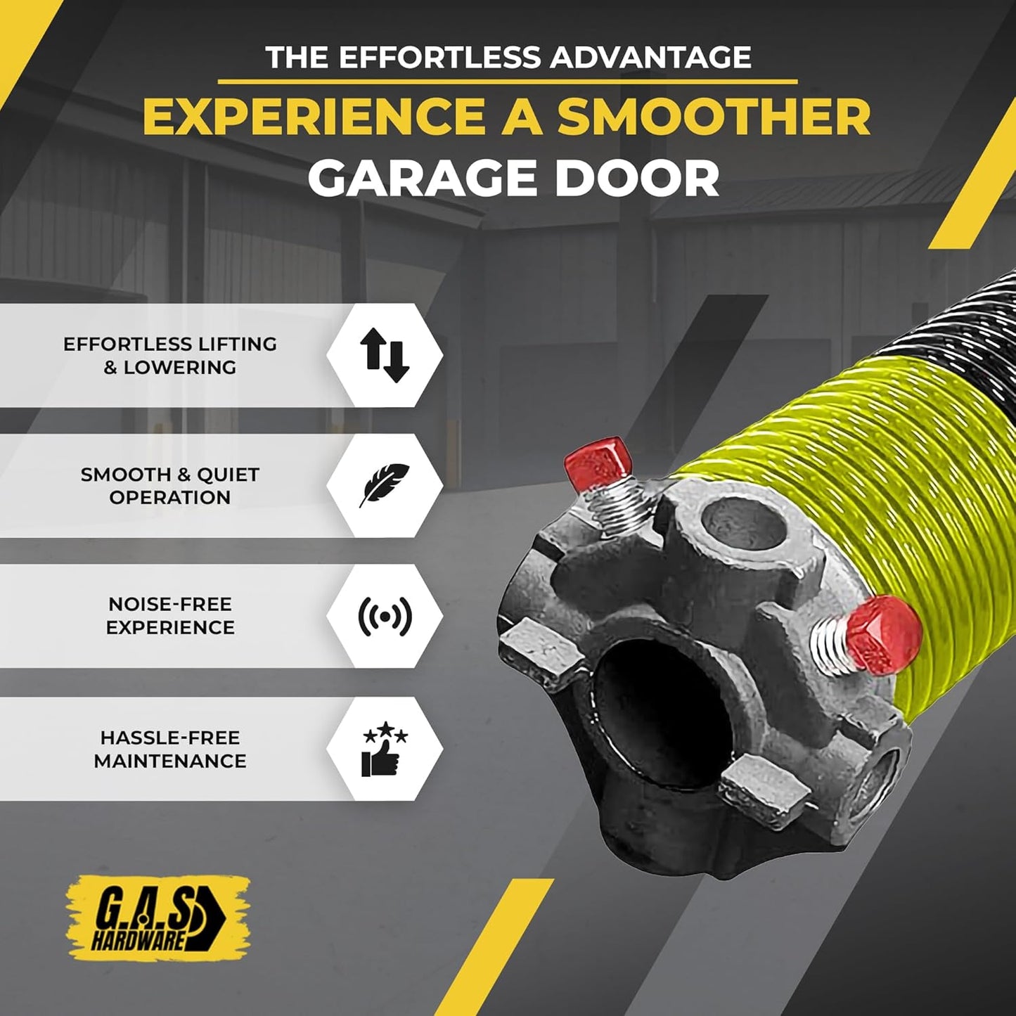 Garage Door Torsion Spring 207x1.75x25 Includes 1” Steel Bearing, Non-Slip Gloves, and Winding Bars for Left Side of Garage Door Precision E-Coating 5-Year Warranty Min. 30,000 Cycles (Red Cone)