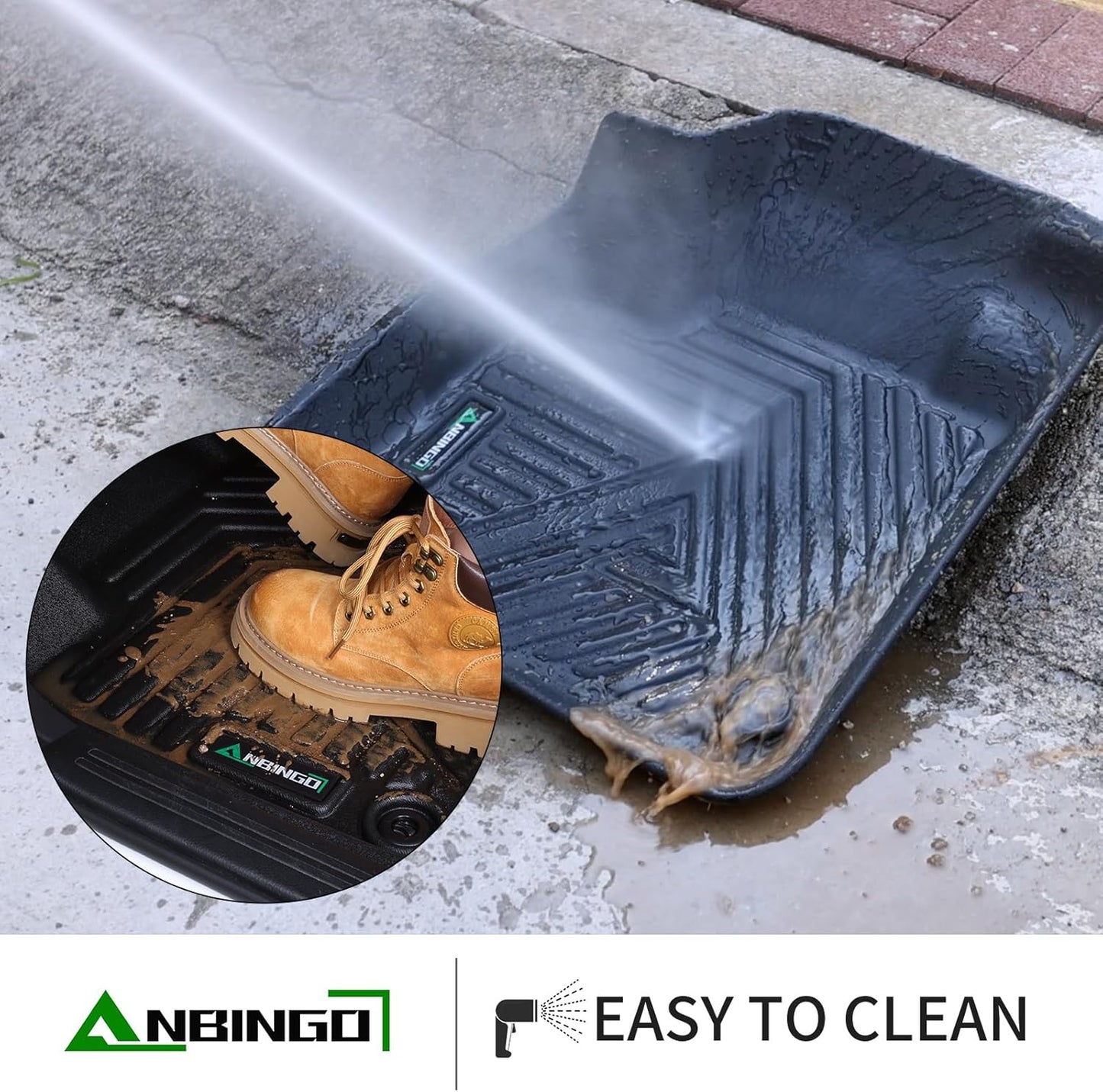 ANBINGO® Floor Mats & Cargo Liner for 2025 2024 2023 Mazda CX-50 AWD (Non Hybrid) | All Weather TPE CX50 Floor Liners | 1st & 2nd Row Custom Mats Full Set | CX50 Accessories - Black