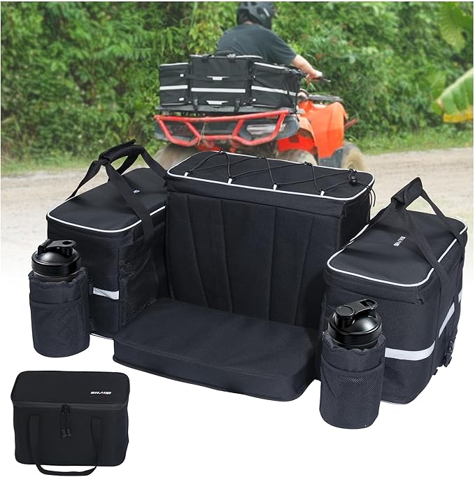 Ehaho ATV Rear Seat Storage Bags with Cooler Bag, 83L Large ATV Rear Rack Bag, [Waterproof & Durability] 4 Wheeler Cargo Rear Seat Bags Compatible with Polaris Sportman Fourtrax Can Am Kawasaki Yamaha