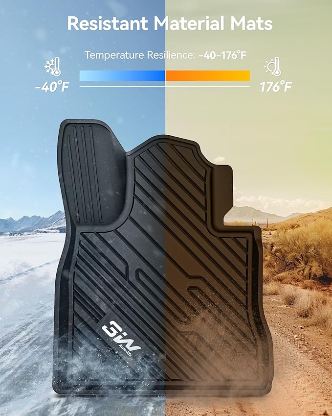 3W Ford Explorer Floor Mats - All Weather TPE Liners, Custom Fit for 6 Passenger 3-Row Explorer (2020-2025) & Hybrid