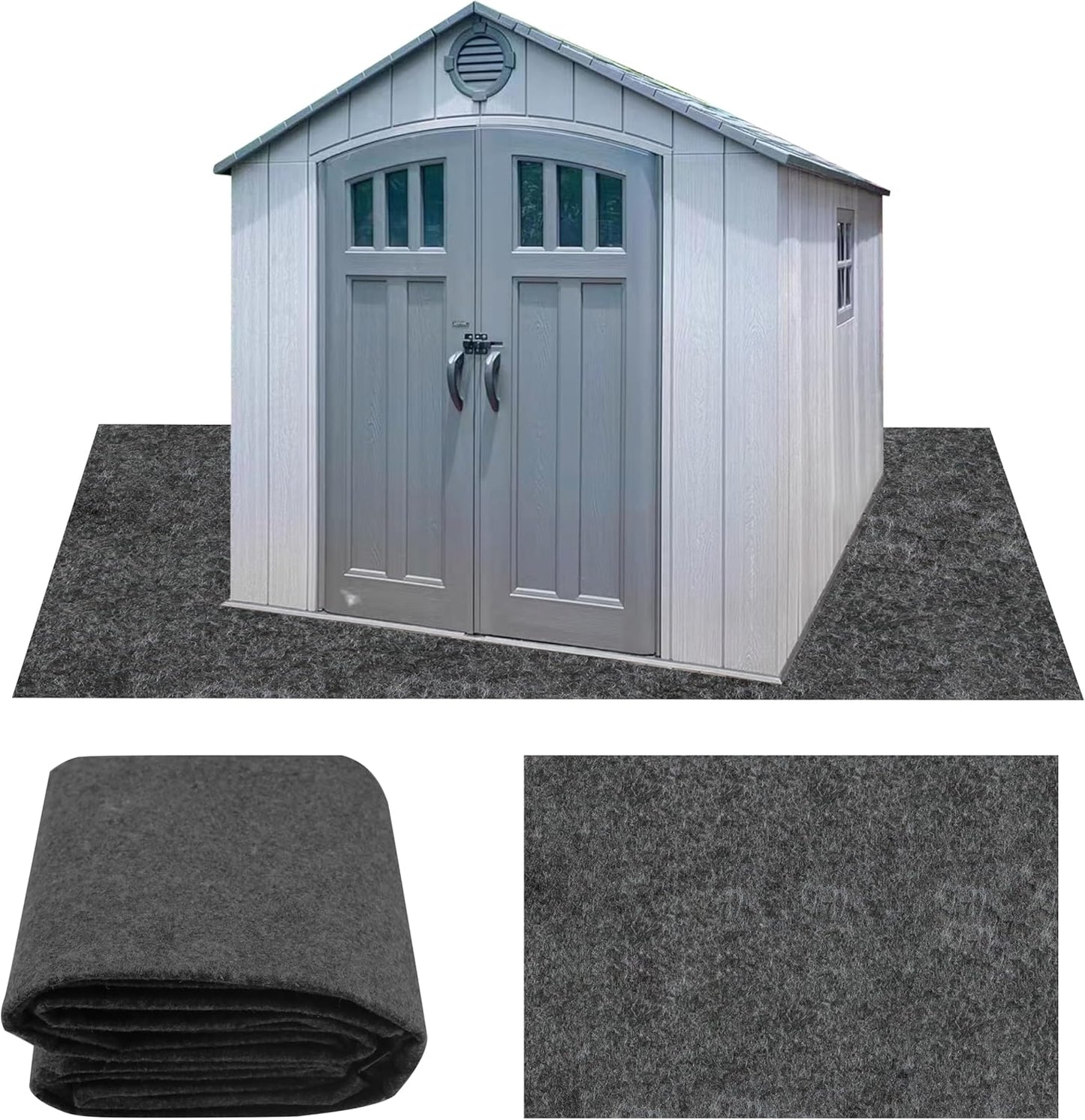 Ogrmar 10 x 10 FT Outdoor Storage Shed Mat, Waterproof Storage Shed Flooring Mat, Soft Patio Furniture Carport Mat Washable with Non-Slip Backing, Storage Shed Not Included (10x10FT)