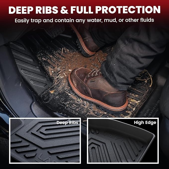LASFIT Floor Mats & Cargo Mat for Range Rover Sport 2023-2025, TPE All Weather Protection 1st & 2nd Row Rubber Floor Liners for Range Rover Sport Accessories, Black, Easy to Clean