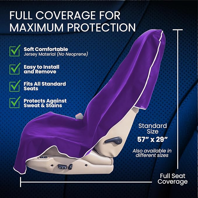 Dri Seats Waterproof Car Seat Cover – Premium Sweat Towel with Slip Resistant Backing for Front Seats in Cars, Trucks, SUVs – Universal Seat Liner, Easy Install, Machine Washable, Breathable