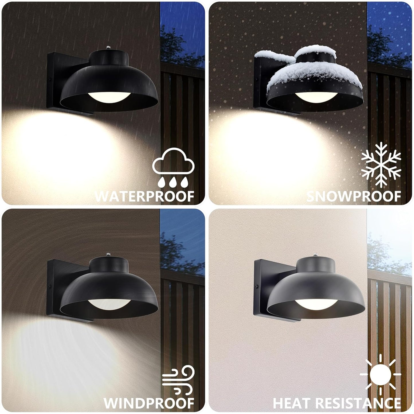 Black Exterior Light Fixtures, 2 Pack Dusk to Dawn LED Outdoor Wall Lights, 12W Integrated 3000K Farmhouse Barn Sconce, Waterproof LED Porch Lights Outdoor for Front Door, Garage, Entryway