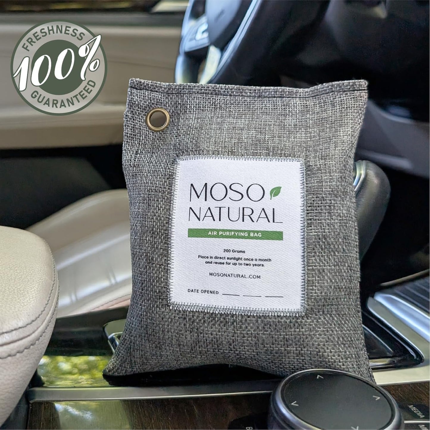 Moso Natural Air Purifying Bag 200g | Premium Bamboo Charcoal Odor Absorber for Home & Car | Closet Odor Eliminator, Small Room Deodorizer & Car Air Freshener | Long Lasting Charcoal Bags Cover 90sqft