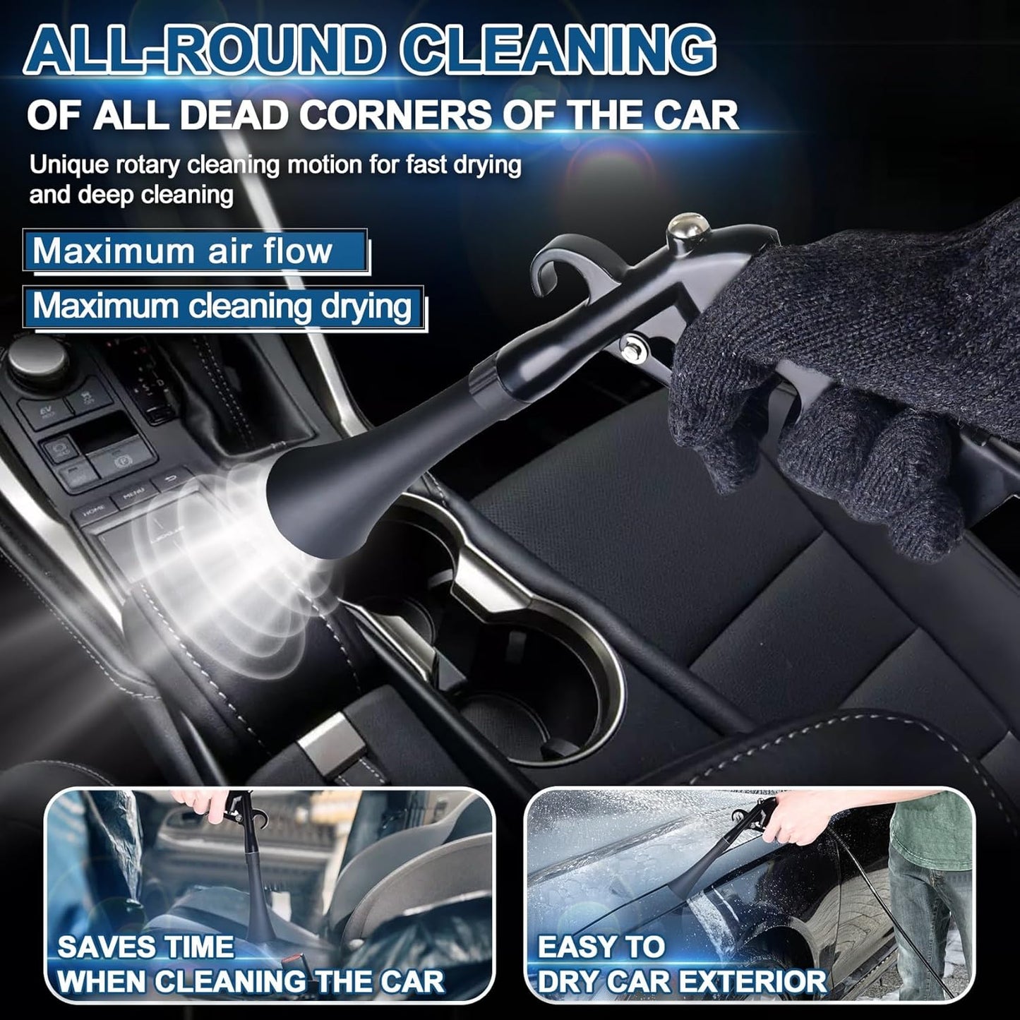 Car Cleaning Gun Detailing Interior Dryer Air Blow Gun, High Pressure Blower Gun, Car Detailing Kit Interior Cleaner, Car Detailing Tools for Car Quickly Blasts Dirt and Dust Works with Air