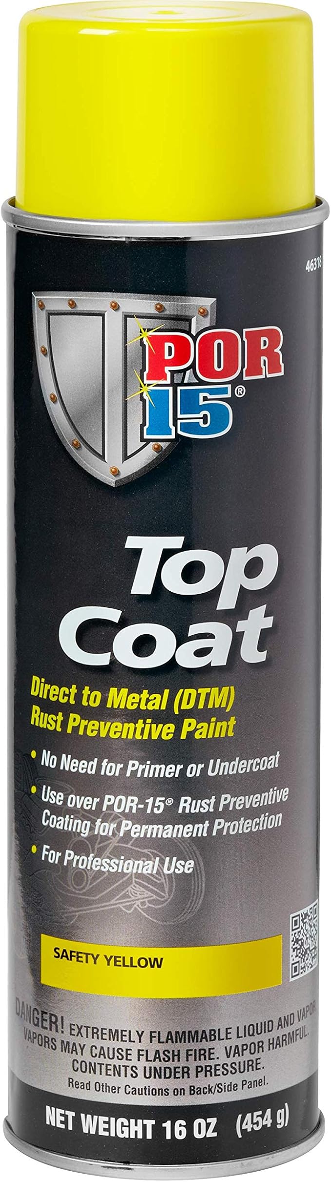 POR-15 Top Coat Spray Paint, Direct to Metal Paint, Long-term Sheen and Color Retention, 16 Fluid Ounces, Safety Yellow