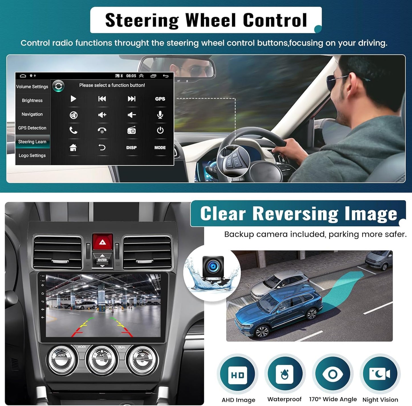 UNITOPSCI 2G+64G for Subaru Forester WRX Impreza 2013-2015 Radio Android 13 Car Stereo Wireelss Apple CarPlay Android Auto 9 Inch Touchscreen WiFi GPS Navi Bluetooth FM/RDS HiFi Audio + Backup Camera