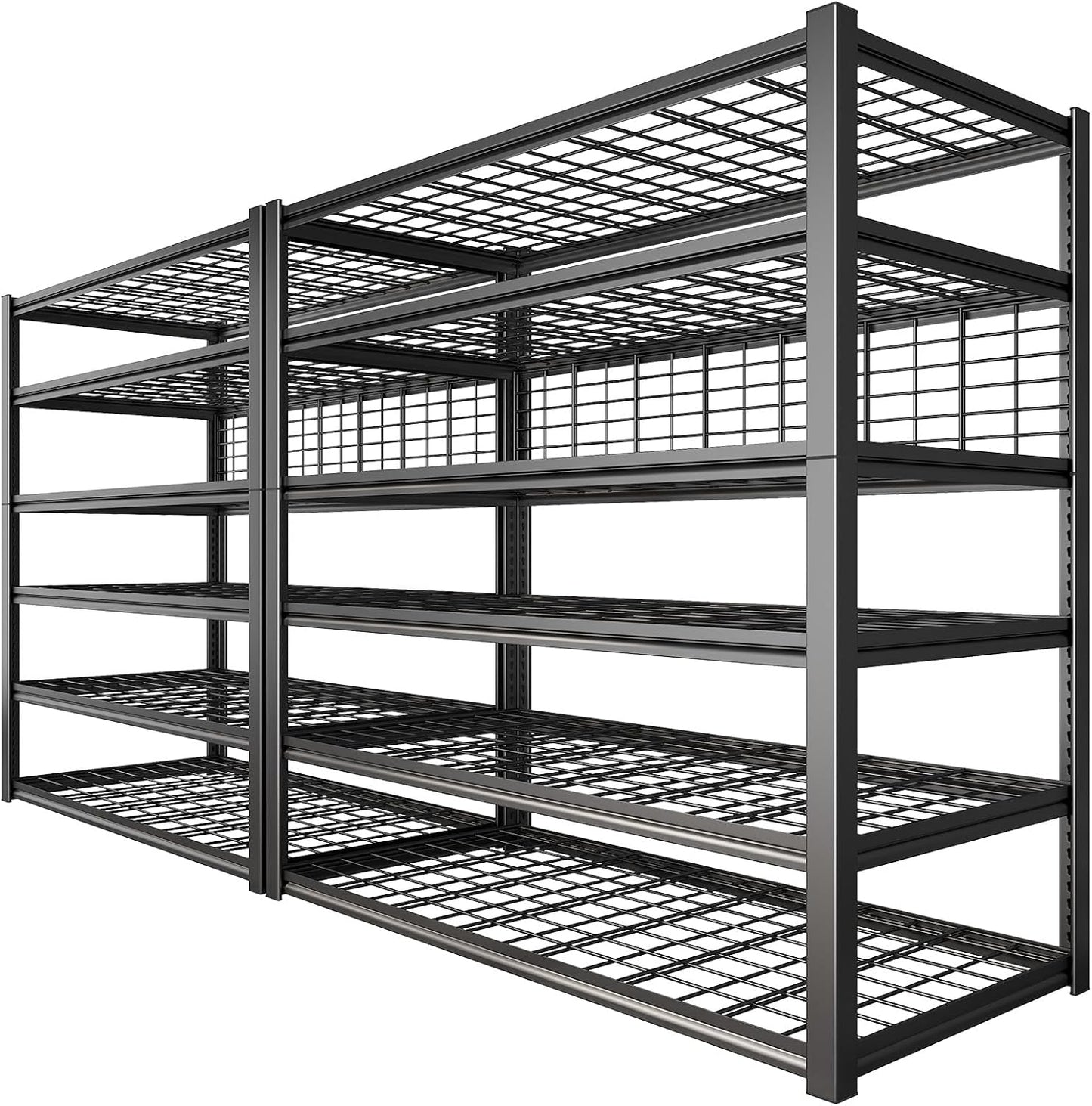 REIBII 84" H Garage Shelving, 6-Tier Storage Shelves Heavy Duty Loads 3500LBS, 48" W Adjustable Garage Shelves, Metal Shelving for Basement, Warehouse, 84" H x 48" W x 20" D, 2PC