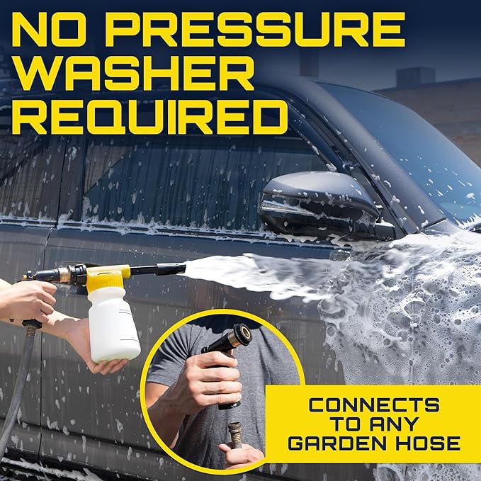 Foam King™ Car Wash Foam Gun & Microfiber Mitt, Garden Hose Attachment for Scratch-Free Cleaning, Snow Foam Cannon Soap Sprayer, Auto Detailing Kit for Cars, Trucks & More