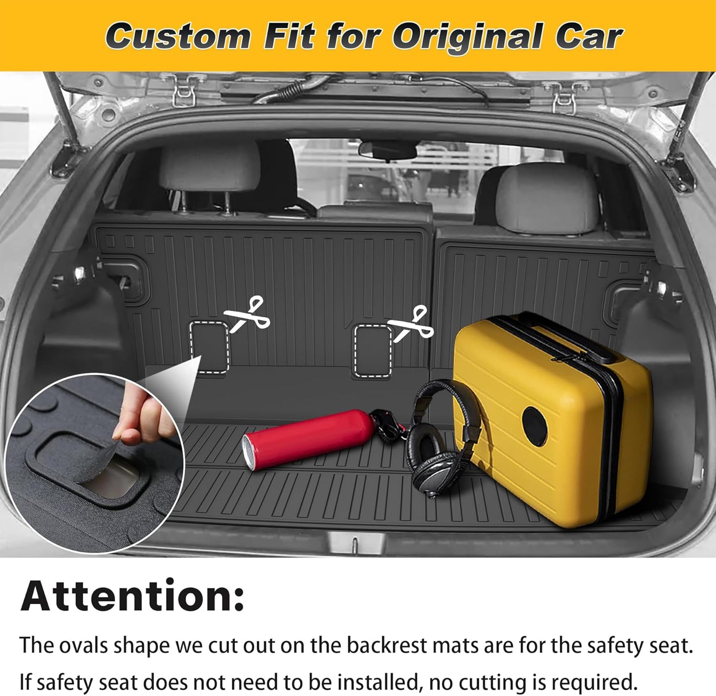 Cargo Liner with Backrest Mat Fit for Honda Prologue/for Chevy/Chevrolet Blazer EV 2024 2025 2026 - All Weather Cargo Mat with Back Seat Protector Prologue Accessories Trunk Mat Black