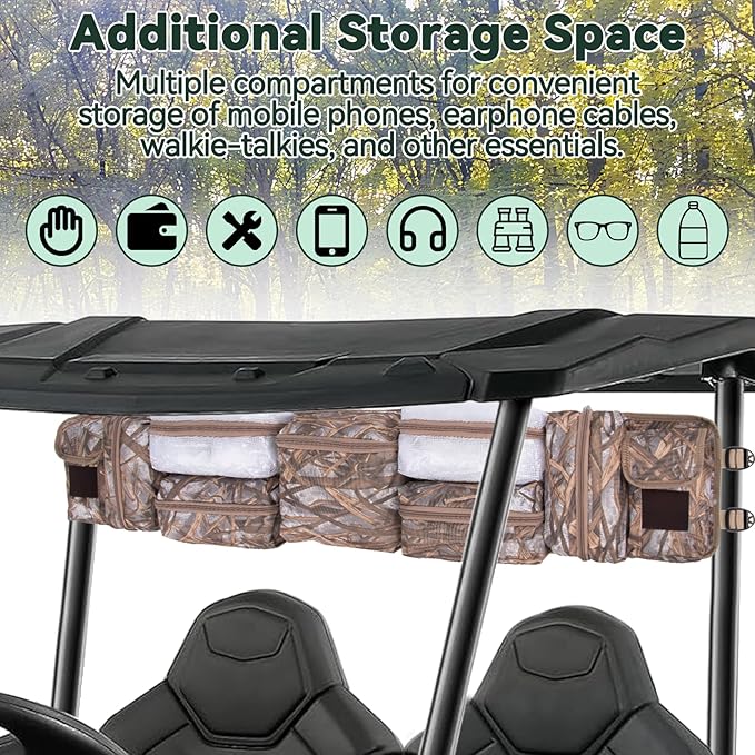 UTV Roll Cage Organizer Case, UTV Roll Cage Organizer Bag for Rear/Side by Side Accessories, Compatible with Polaris, Yamaha and Kawasaki UTVs
