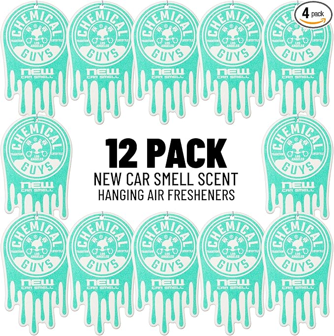 Chemical Guys Hanging Air Fresheners - New Car Scent for Cars, Trucks, SUVs, RVs, Home, Office, Work, Dorm Room, & More - 12 Pack - AIR41304