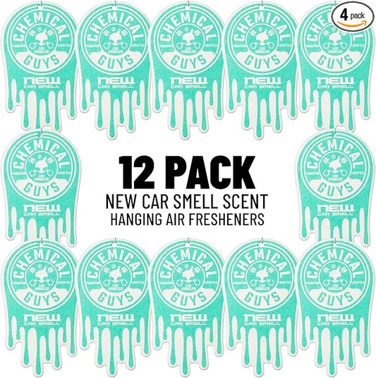 Chemical Guys Hanging Air Fresheners - New Car Scent for Cars, Trucks, SUVs, RVs, Home, Office, Work, Dorm Room, & More - 12 Pack - AIR41304