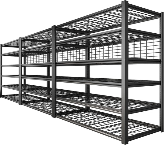 REIBII 84" H Garage Shelving, 6-Tier Storage Shelves Heavy Duty Loads 3500LBS, 48" W Adjustable Garage Shelves, Metal Shelving for Basement, Warehouse, 84" H x 48" W x 20" D, 3PC
