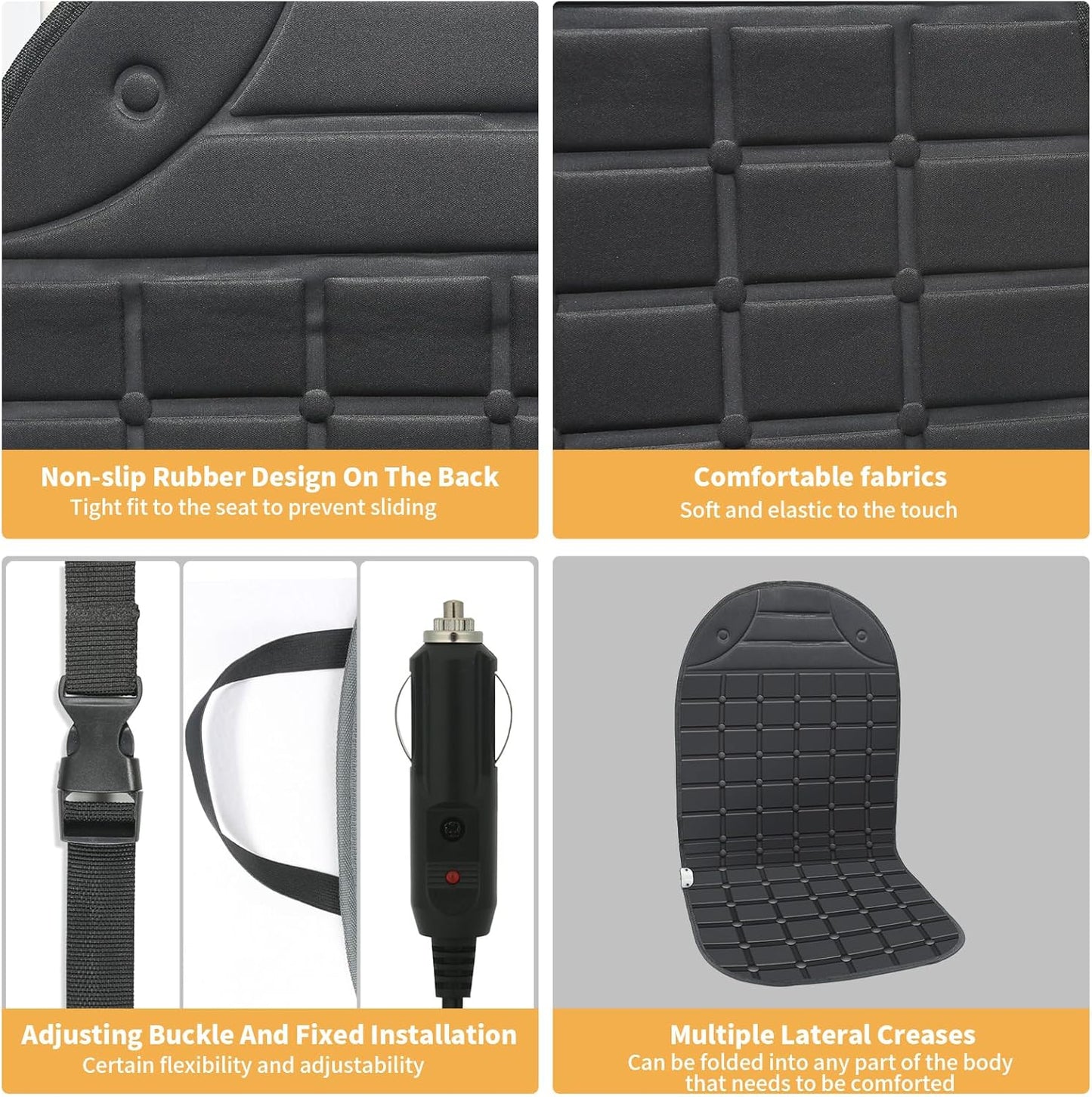 Seat Cushion for Cold Weather - Winter Soft Seat Cover with Adiustanle Buckle for Full Back and Seat (Black)