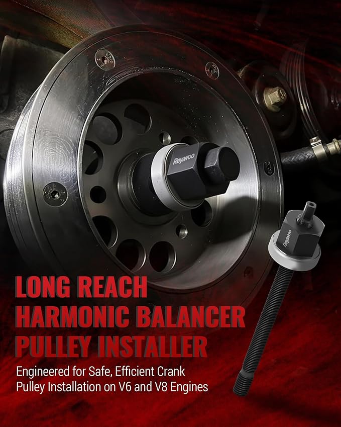 Harmonic Balancer Installer Set, Long Reach Crank Pulley Underdrive Pulley Damper Installation Tool Kit for Balancer Pulleys