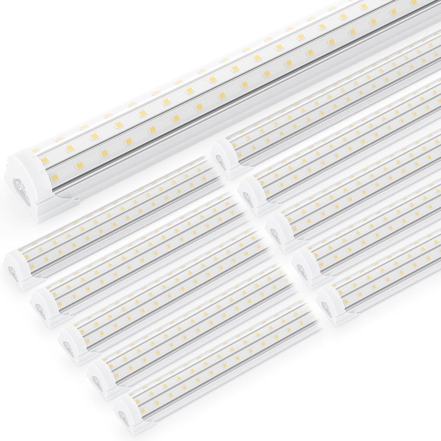 Ensenior 10 Pack 4 FT Led Shop Lights, 6000K Clear White, 5000LM Super Bright, 36W Equivalency 468W, Commercial Bay Lighting, U-Shaped Linkable Shop Lights Plug in for Garage, Workshop, FCC Certified