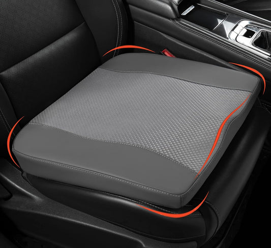 Car Seat Cushion, Comfort Memory Foam Car Cushions for Driving - Sciatica & Lower Back Pain Relief, Driver Seat Pillow for Auto, Office Chair, Wheelchair - Dark Grey
