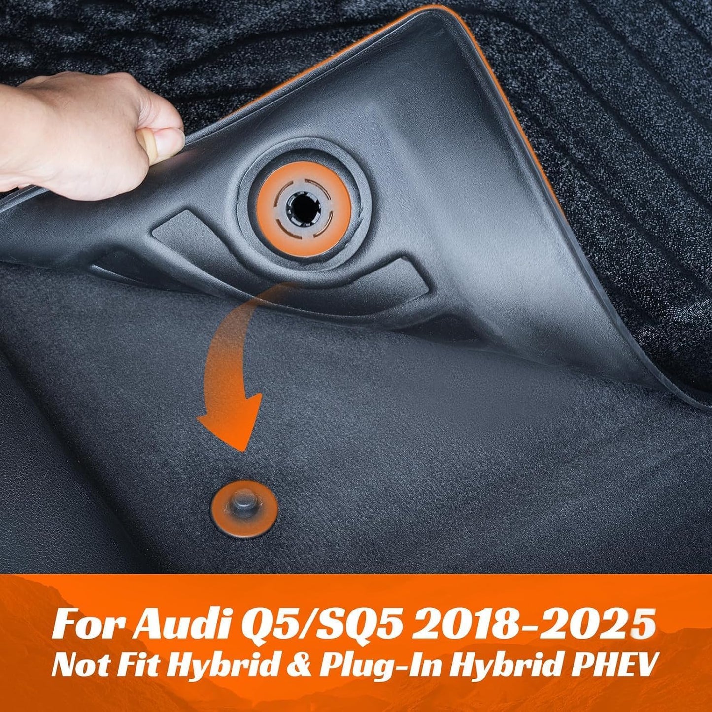 DrCarNow Floor Mats for Audi Q5/SQ5 2018-2025, All Weather Car Floor Mats for Audi SQ5 & Q5 Accessories Cargo Liner Trunk Liner Custom Fit TPE 4-Piece Black 2025 2024 2023 2022 2021 2020 2019 2018