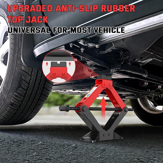 Portable Car Jack 3 Ton, Heavy Duty Scissor Jack for Car, Spair Tire Changing kit with Ratchet Wrench, Tire Jack Tool for Car SUV MPV