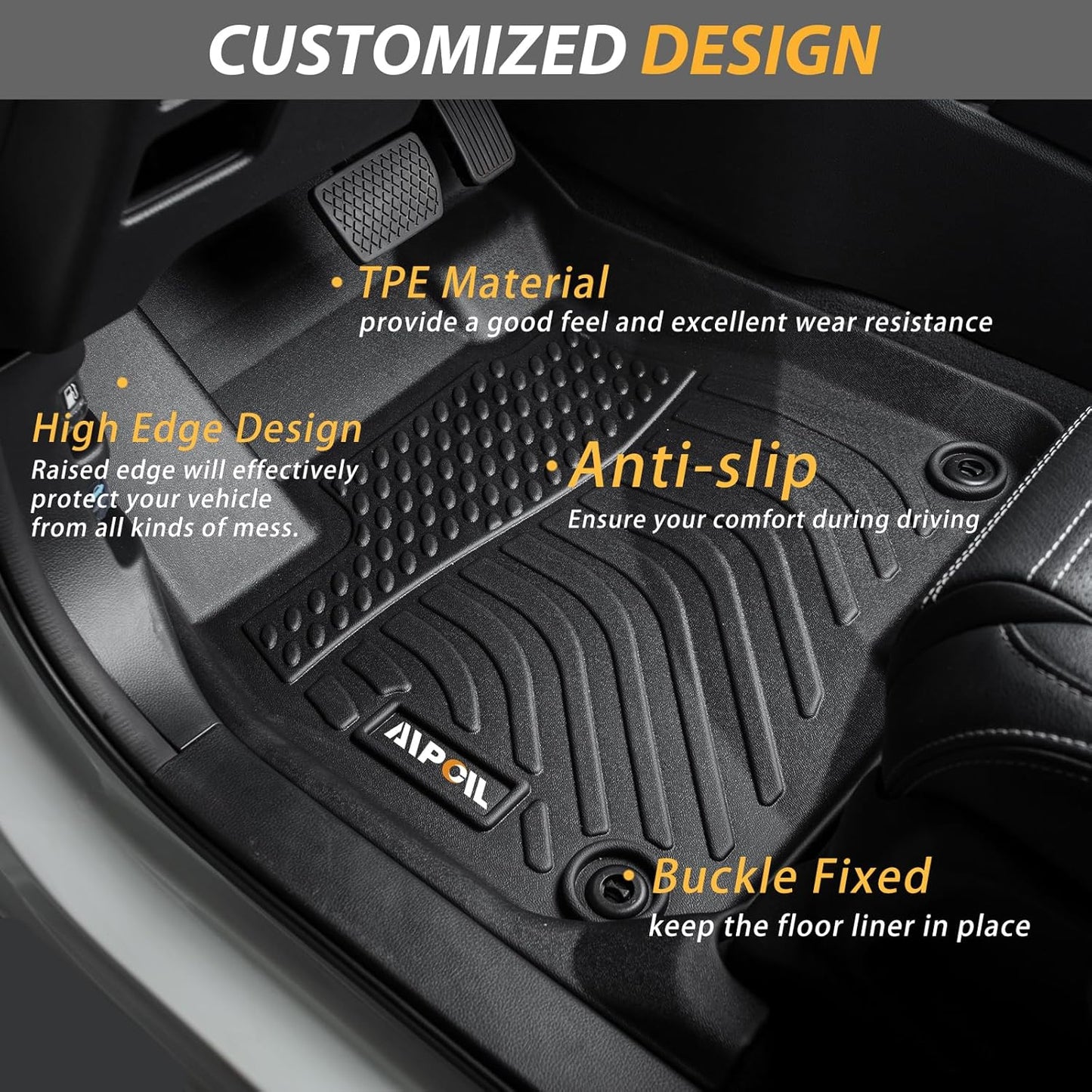 AIPOIL® Floor Mats for 2022-2024 2025 VW Taos | All-Weather | Easy to Clean | All-Round Protection丨Full Set Automobile mats Accessories.