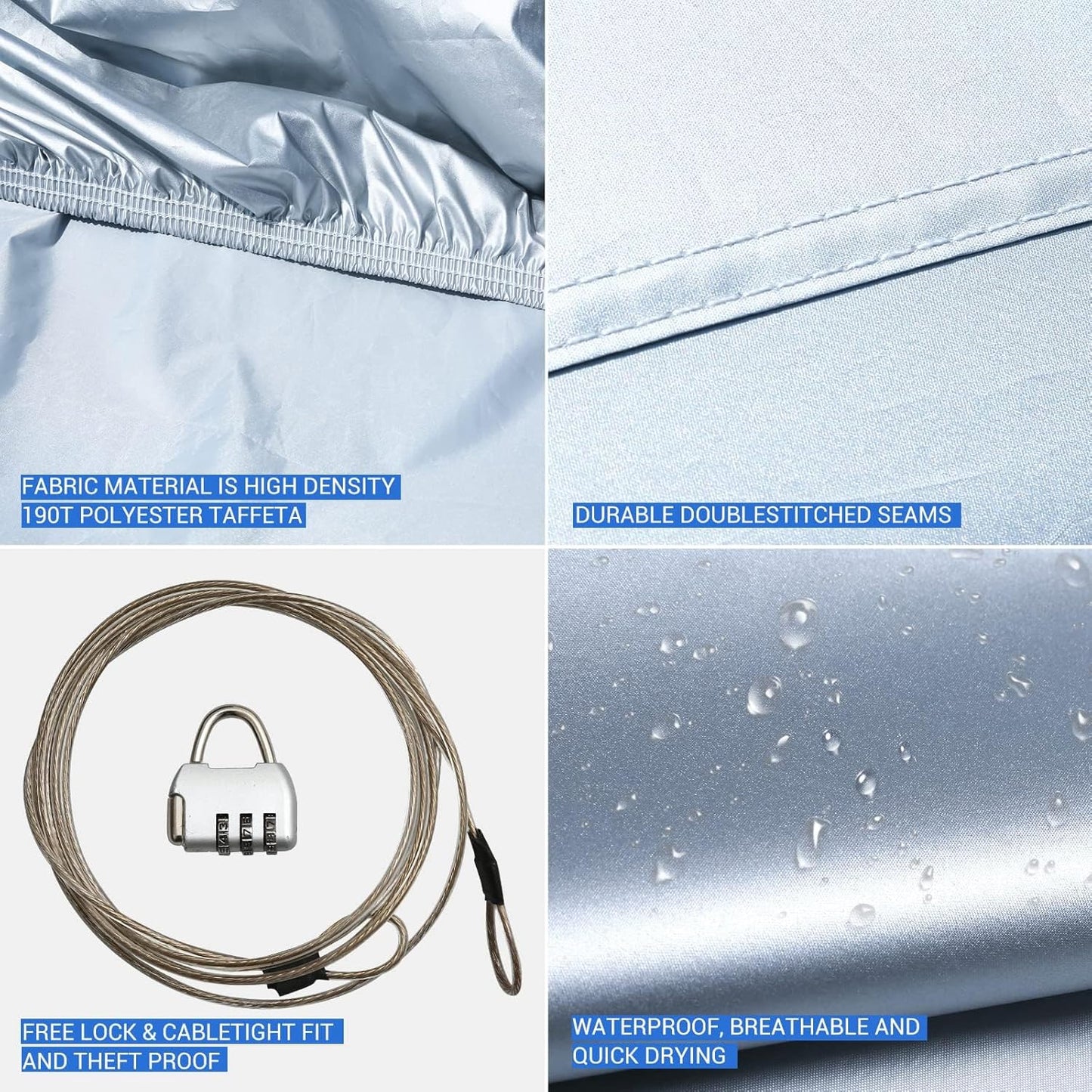 Tecoom Truck Cover Waterproof All Weather,Breathable Light Shell Full Exterior Covers with Door Zipper/Lock,Waterproof UV Dust Protection Truck Covers Universal Fit Chevy Silverado(Length Up to 252")