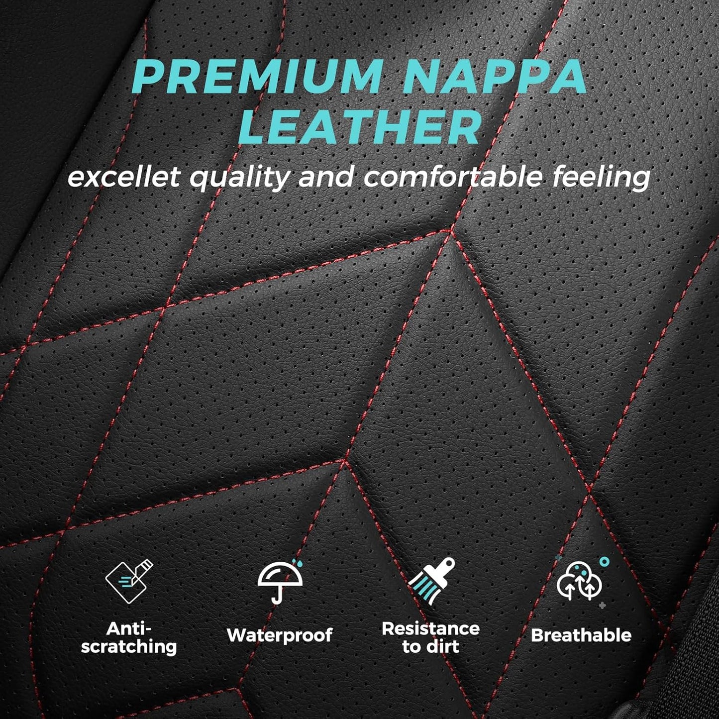 for Toyota RAV4 Seat Covers 2019 2020 2021 2022 2023 2024 2025 RAV 4 LE XLE Limited XLE Premium (Gas not for Hybrid) - Custom Leather Car Seat Covers Full Set - BlackRed