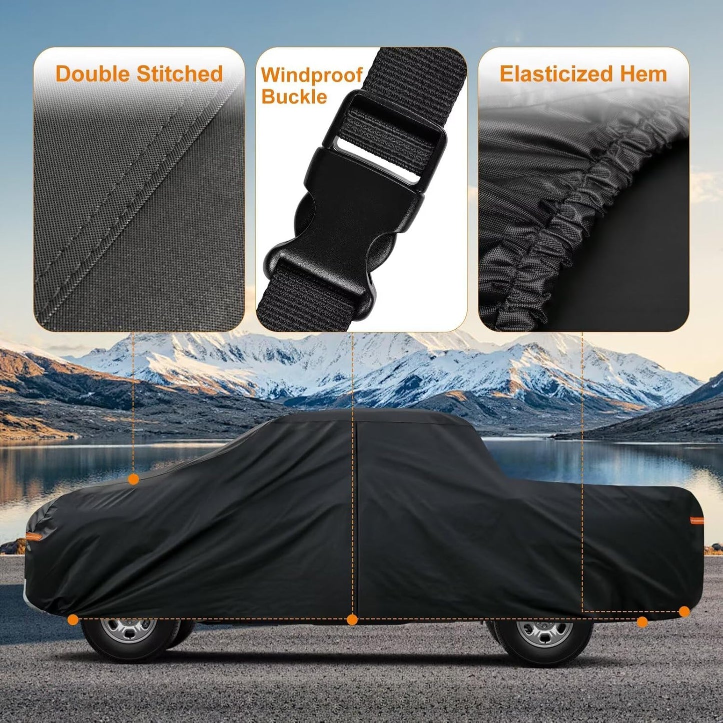 Kayme Truck Cover Custom Fit Ford Ranger(1990-1997) Regular Cab Long Bed. Full Exterior Heavy Duty Outdoor Pickup Truck Car Cover Waterproof All Weather.Car Tarp for Wind Sun Dust Protection.Black