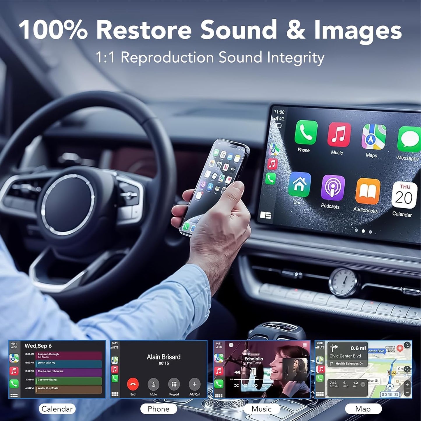 Wireless CarPlay Adapter for Apple iPhone, 2025 Upgraded Converts Wired to Wireless Car Play Adapter, Auto Connect, Mini Size, Compatible with Cars from 2016 & iOS 10+