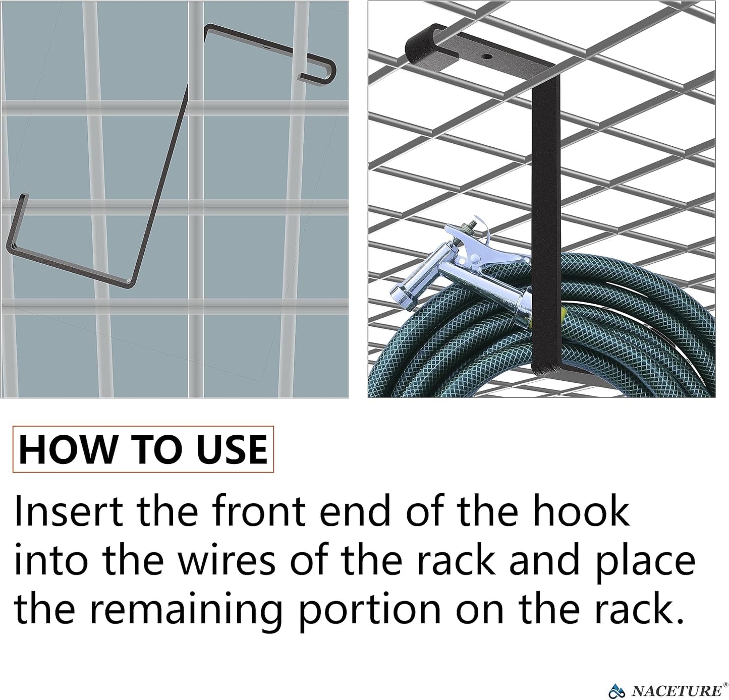 NACETURE Garage Ceiling Hook - Steel, 100% Steel, 2 Pack, Z Style, 2 inches, 8 inches, 4 inches, 35 pounds, Ceiling, Rack, S Hooks, Garage Storage and Organization