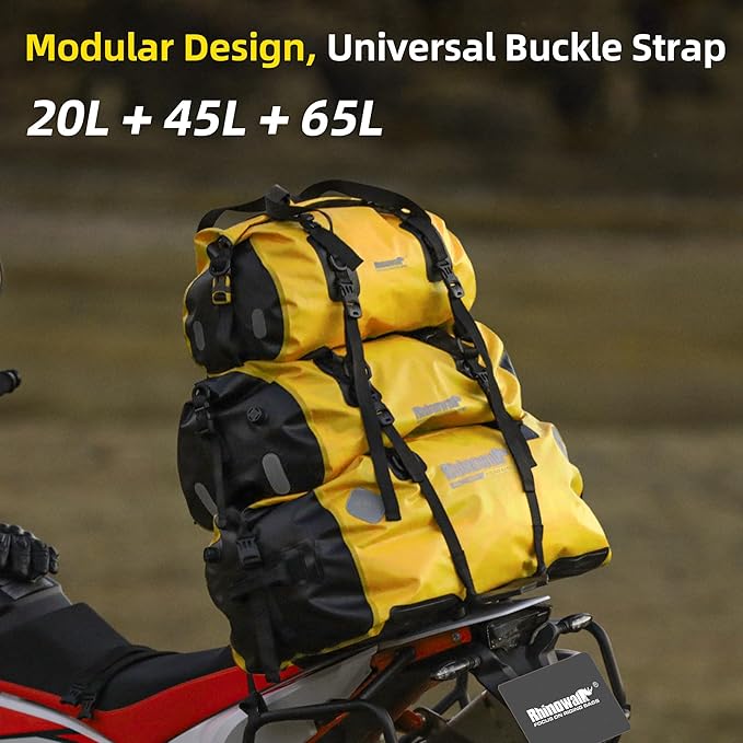 Rhinowalk Motorcycle Saddle Bag Motorbike Travel Tail Bag 20L Waterproof Pannier Storage Bag Motor Bike Accessories Powersports Luggage (Black)
