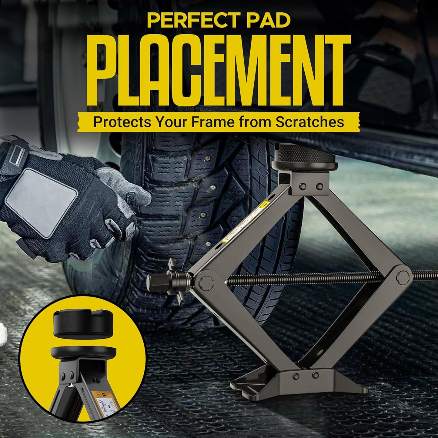 Car Jack Kit/ 2.5 Ton/5512 Pounds Universal Scissor Jack Kit with Rubber Piece, Designed for Sedan, Coupe, SUV