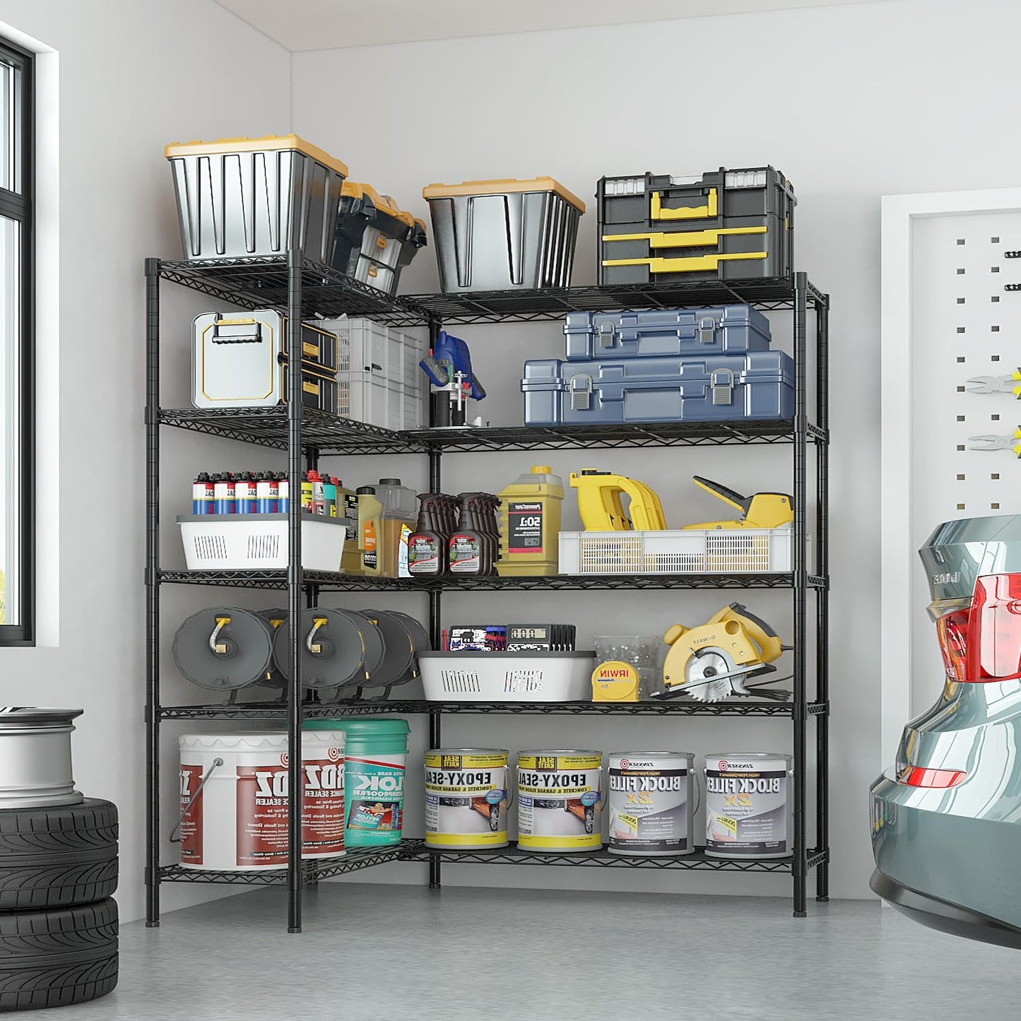 VINGLI 70" W Storage Shelves 1600LBS Heavy Duty Metal Shelving, Upgraded 5 Tier Garage Shelving Unit, Adjustable Wire Shelf for Storage Rack Commercial Pantry Shelf Organizer, 69.8"W × 15.8"D × 71"H