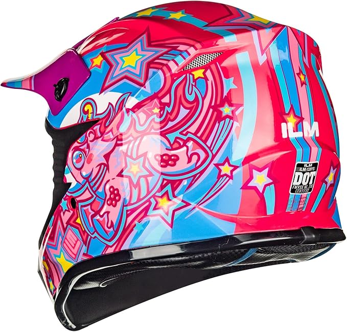 ILM Youth & Kids Dirt Bike Helmets Motocross ATV Dirtbike BMX MX Offroad Full Face Motorcycle Helmet, DOT Approved Model 128YS (Pony Pink, Youth-Medium)