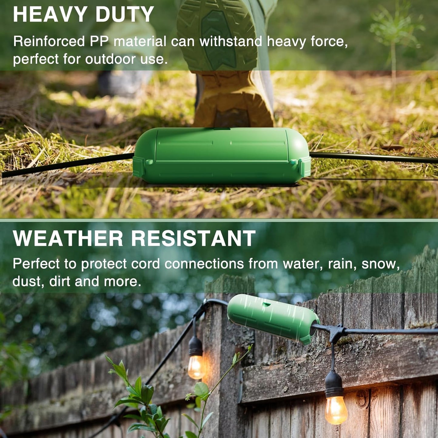 Flemoon [3 Pack] Outdoor Extension Cord Safety Cover, IP44 Weatherproof Electrical Box to Protect Outdoor Outlet, Plug, Socket, Halloween, Christmas Holiday Decoration Light, Green