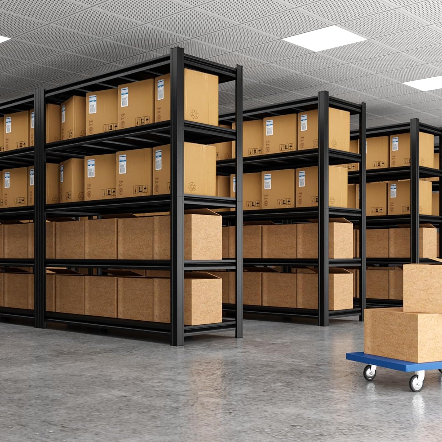 84" H x 47.24" W 5 Tier Metal Garage Shelves, 3000 LBS Adjustable Storage Shelving Unit for Warehouse, Basement, Kitchen, Store Display, Flower Stand, Office, Classroom, 24" D, Black