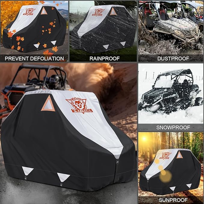 XYZCTEM UTV Cover,Outdoor Waterproof All-Weather Protection UTV Cover Compatible with Polaris RZR Can-Am Yamaha Honda Kawasaki Suzuki,and More.with Upgraded Windproof Straps(Silver,2-3 Seater Plus)