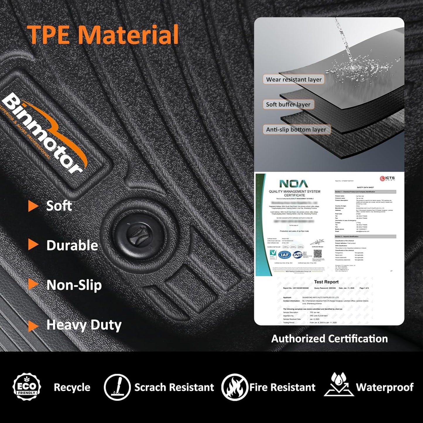 Binmotor-Floor Mats Cargo Liner for Chevrolet 2024 2025 Chevy Trax (LS, ACTIV, LT, 1RS, 2RS) /Buick Envista, Trax All Weather Mats for Buick Envista, 2025 Trax Accessories for 2025 Buick Envista