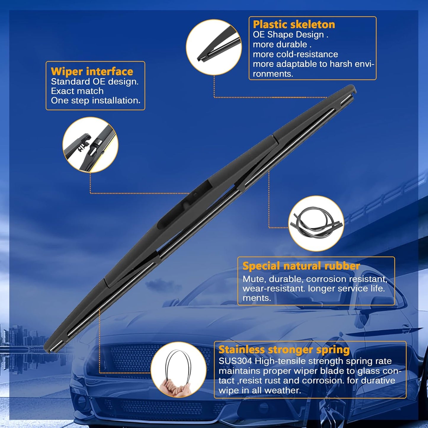 Windshield Wiper Blades Replacement for Toyota CHR C-HR 2018 2019 2020 2021 Original Factory Quality Front Rear Wipers Blade Set for Car - 26" 16" 14" (Piece of 3)