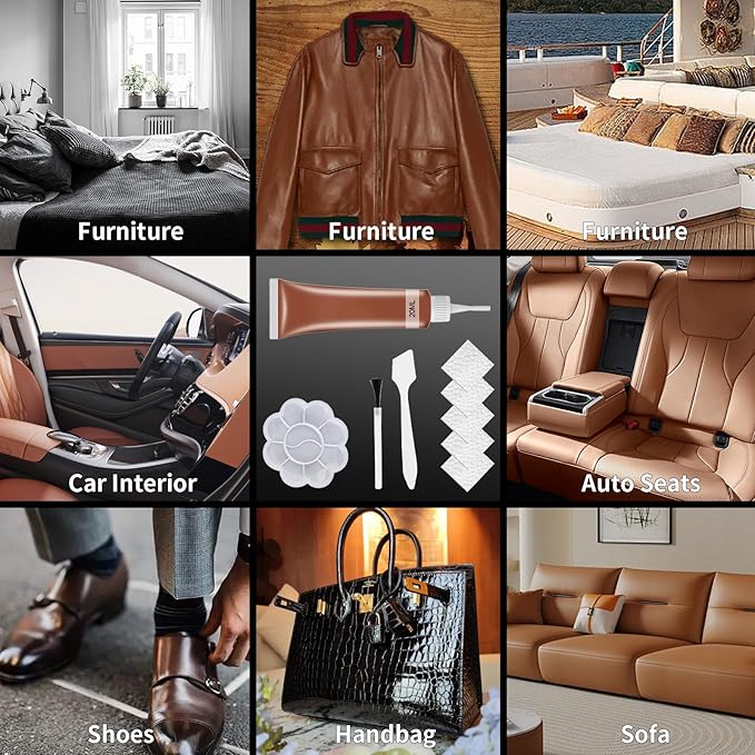 2025 New Advanced Leather Repair Gel, Upgrade Leather Repair Kit for Car Seat Vinyl Repair Kit, Professional Leather Repair Coloured Cream Gel, Multifunctional Couch and Jacket Repair Kit (Yellow)