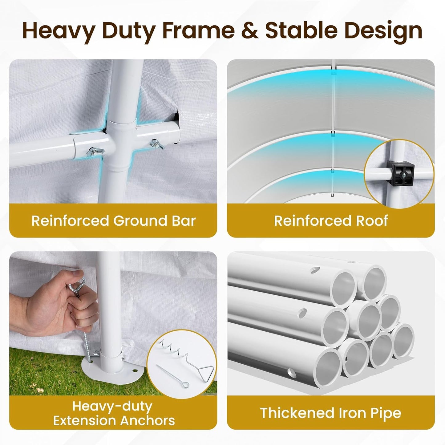 Kiss the Water Carport, Round Portable Garage, Steel Heavy Duty Carport with Ground Stakes, Tensioner and 2 Roll Up Windows PE Fabric Car Port, Tent for Storage, Storage Shed, Garage, SUV (13x20 Ft)