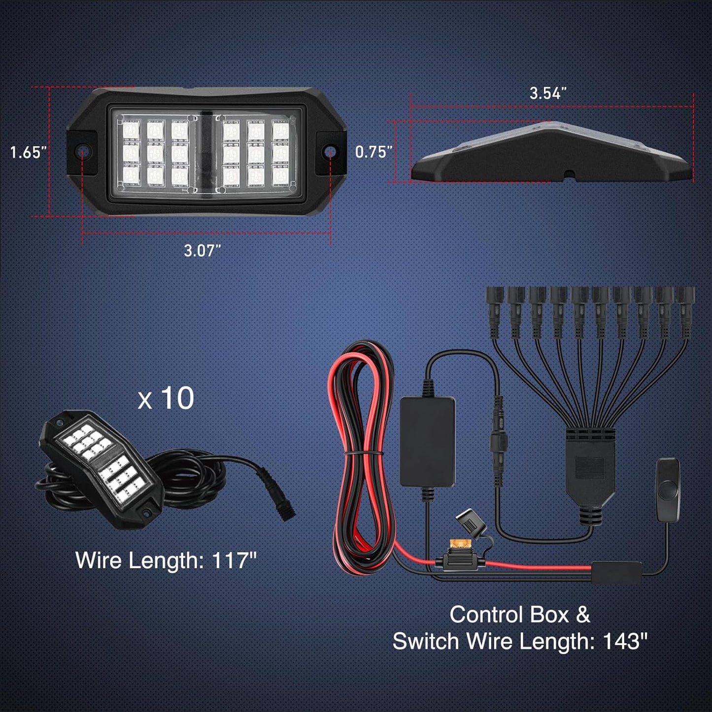 Nilight RGB LED Rock Lights Kit 10 PCS 18LED Wide Angle Wheel Well Light with Remote & Bluetooth App Dual Control Multi Modes Underglow Multicolor Neon Pod for ATV UTV SUV Offroad Truck RZR Boat