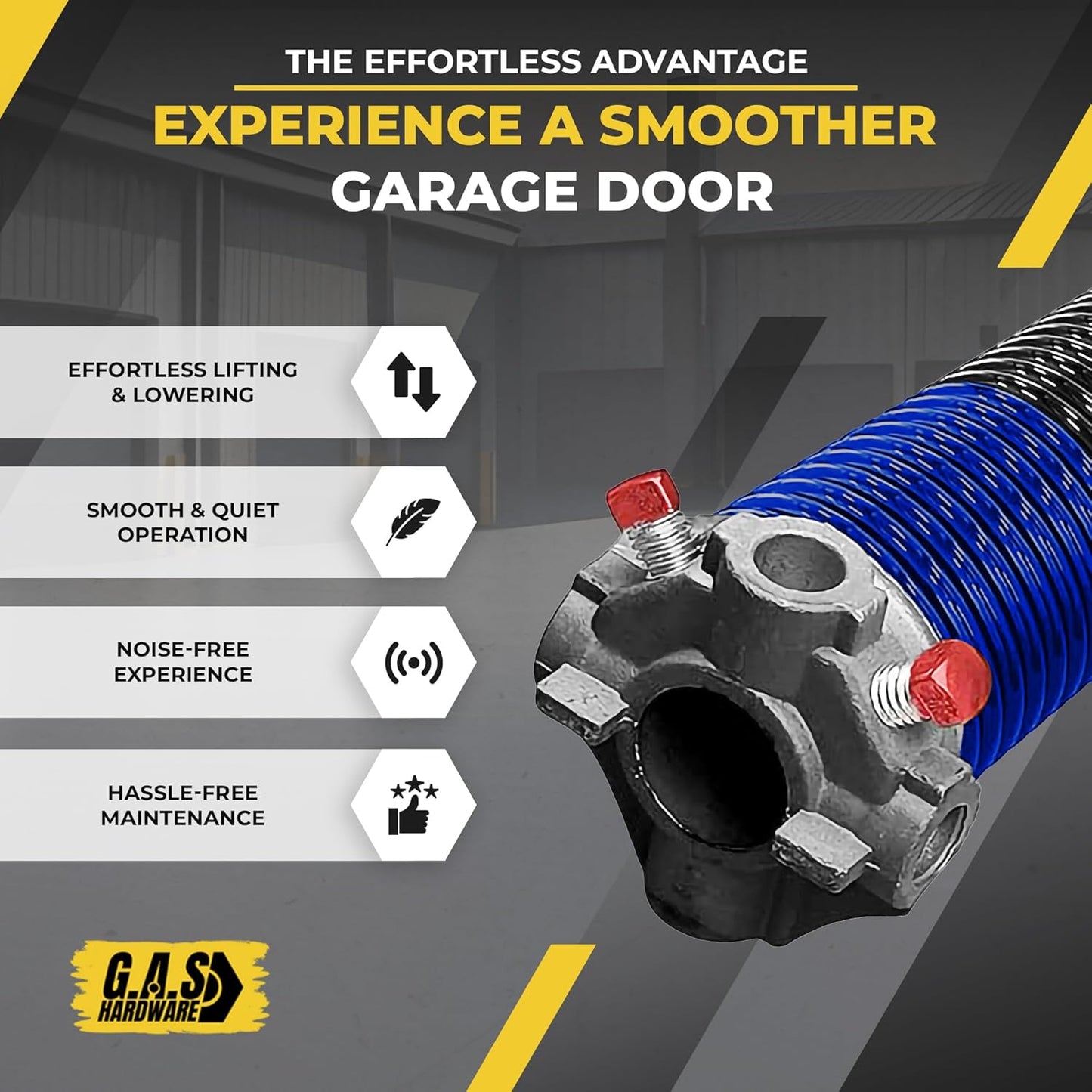 Garage Door Torsion Spring 262x1.75x44 Includes 1” Steel Bearing, Gloves, Manual, and Winding Bars for Right Side of Garage Door Precision E-Coating 5-Year Warranty Min. 30,000 Cycles (Black Cone)