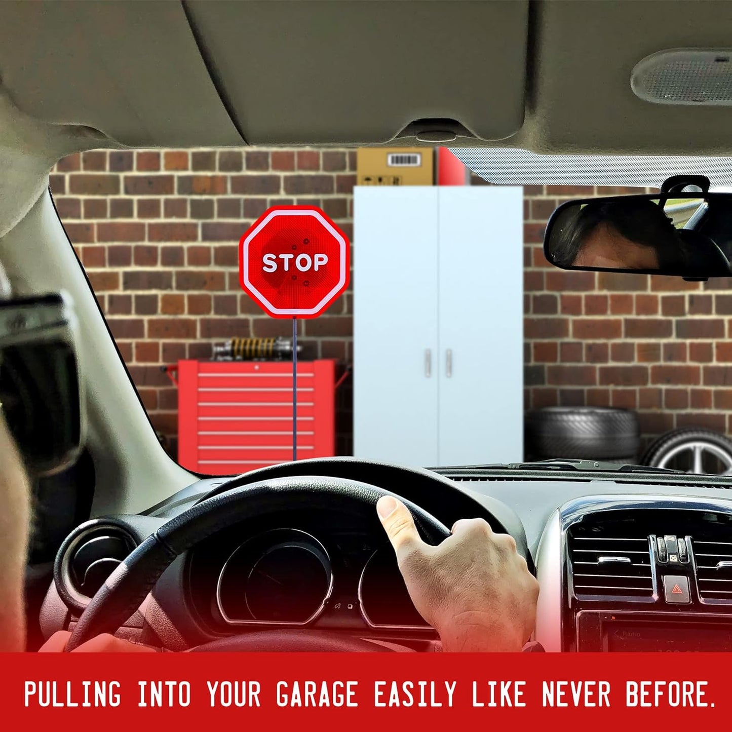 Andalus Brands Flashing LED Stop Sign Garage Parking Assistant System | Bumper Sensor,Red (1 Pack)