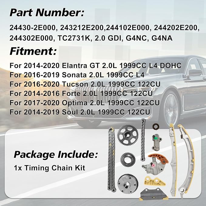14210-PNA-000 Engine Timing Chain Kit with Camshaft Adjuster with VVT Gear Fits for Acura ILX Accord Civic Crosstour CR-V 2.4L 2008-2015 Replace OE 14210-PNA-000 14510-R40-A01 13620-RAA-A02