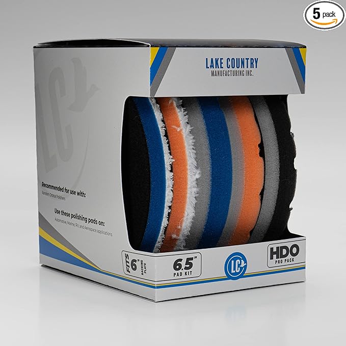 HDO Foam and Microfiber kit (5 Pads, 6.5”)- Complete HDO-CCS line-up in one Box. Cutting, Polishing and Finishing Foams and Also Cutting and Light Cutting Microfiber. Fits 6" Backing Plate.