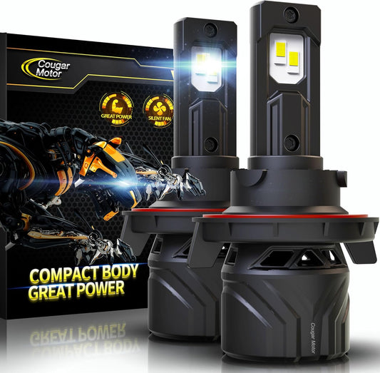 Cougar Motor H13 Bulbs, 9008 Fog Lights 6500K White Non-Polarity H13 Fog Bulb or Off-Road Use Plug and Play - Pack of 2