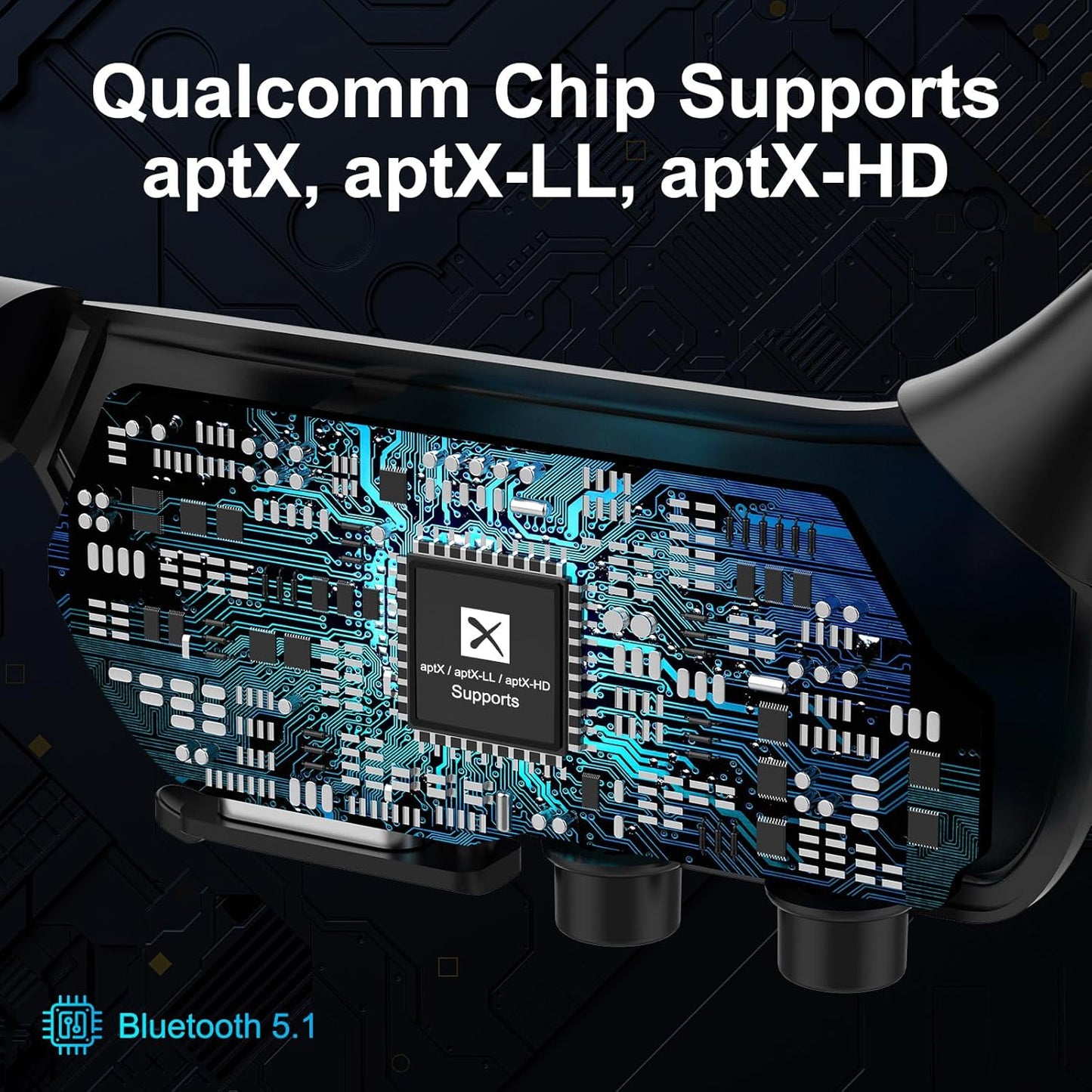 Open Ear Bluetooth Headphones with Microphone, Noise Cancelling Wireless Headset with Mute Button, Supports aptX/aptX-LL/aptX-HD, Designed for Meeting, Home Office,Driving -Not Bone Conduction(Grey)